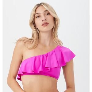 Trina Turk Monaco SGZ One Shoulder Ruffle Bandeau Bikini Top 6 NWT